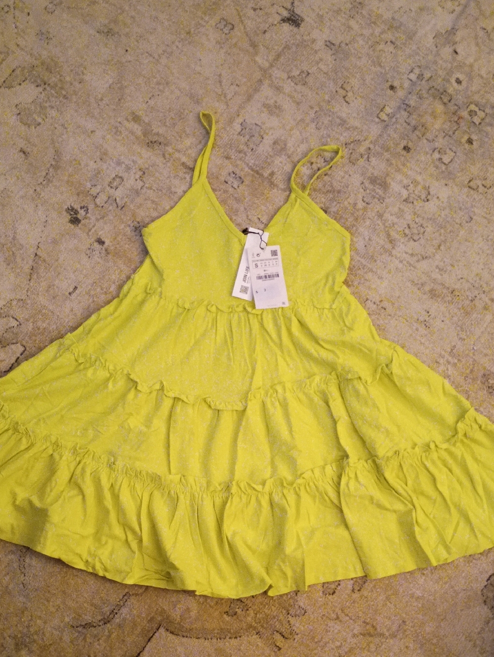 Zara Neon Yellow Tiered Ruffle Sundress for Girls